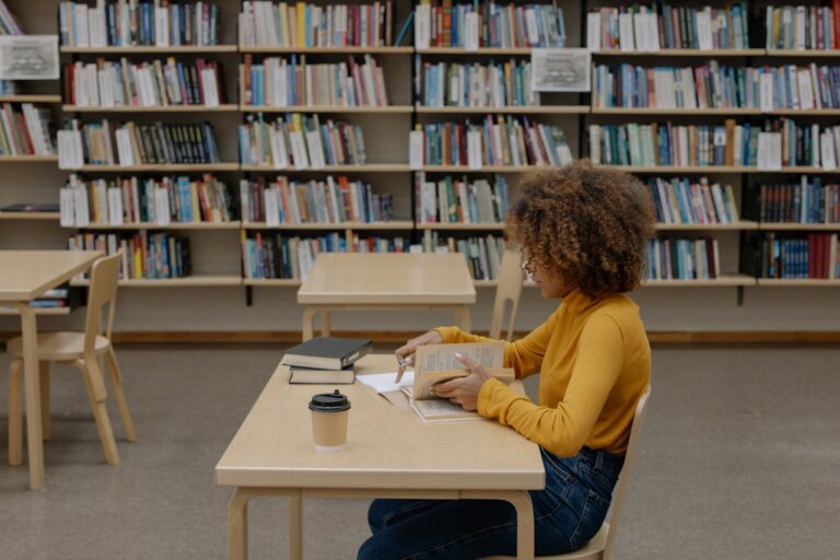 Student Studying in Library