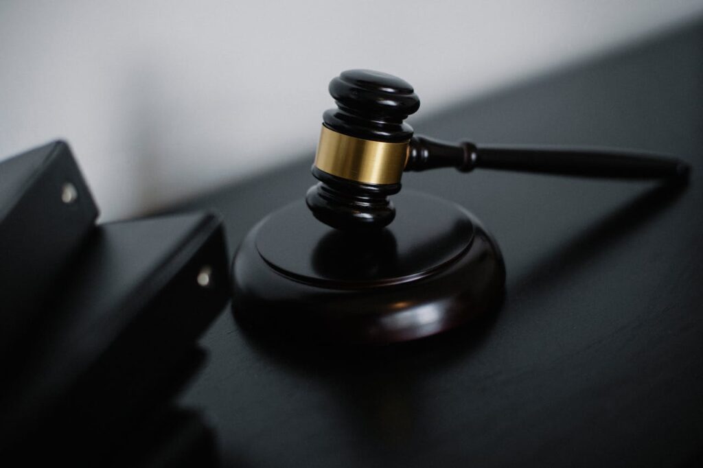 gavel on a table